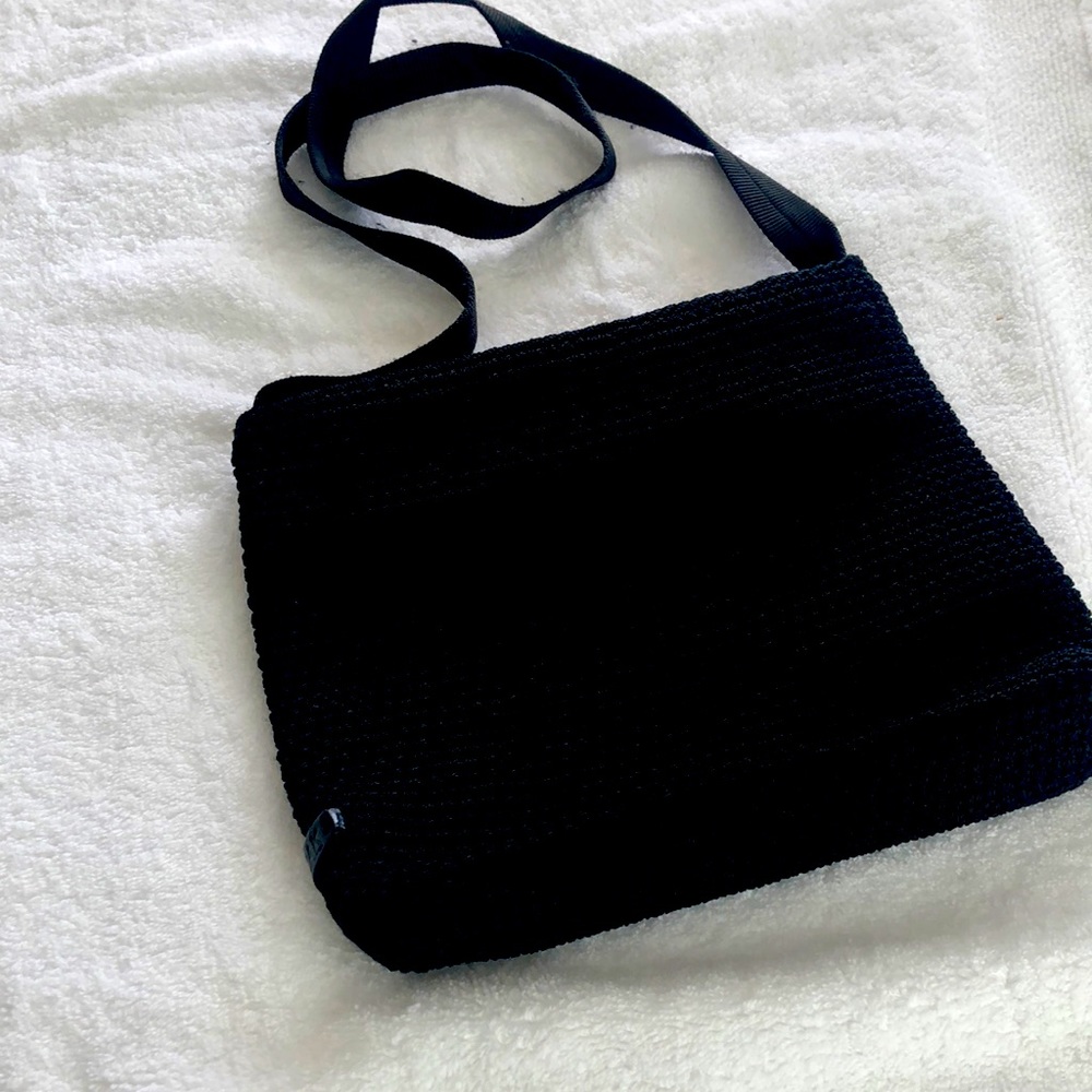 The Sak Crochet Boho Shoulder Bag Black in excellent condition